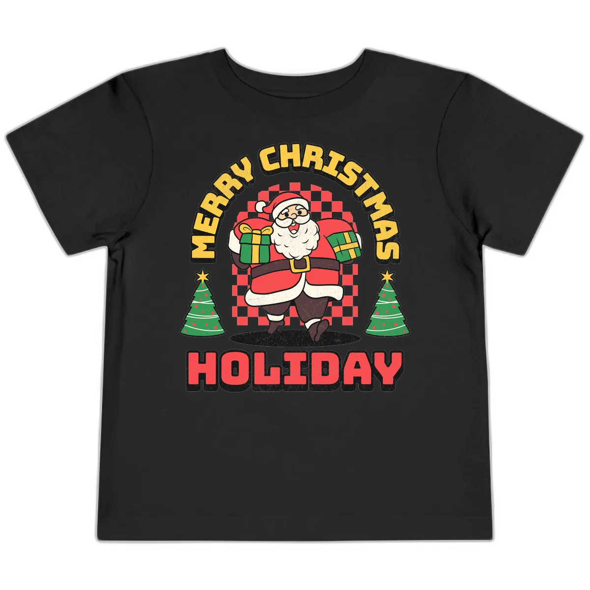 Santa's Merry Holiday Gifts Toddler T-Shirt in Black