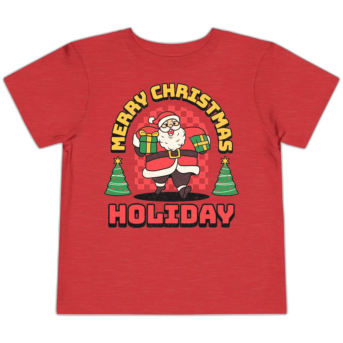 Santa's Merry Holiday Gifts Toddler T-Shirt in Heather Red