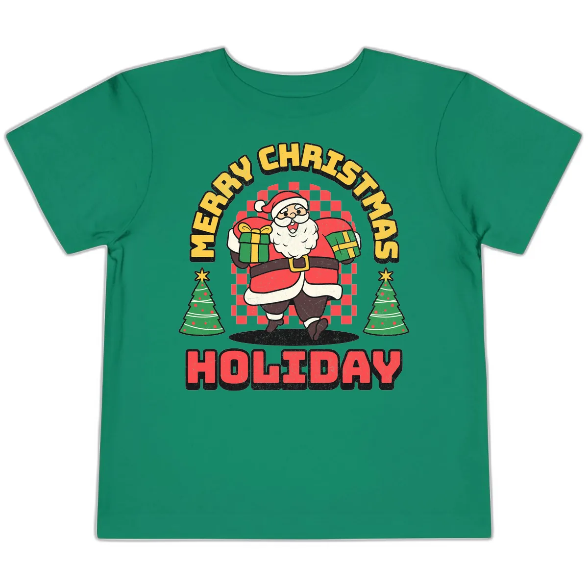 Santa's Merry Holiday Gifts Toddler T-Shirt in Kelly