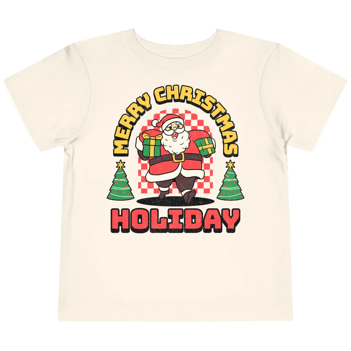 Santa's Merry Holiday Gifts Toddler T-Shirt in Natural