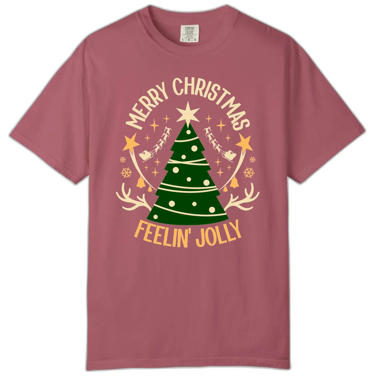 Merry Christmas Feelin' Jolly Comfort Color in Crimson