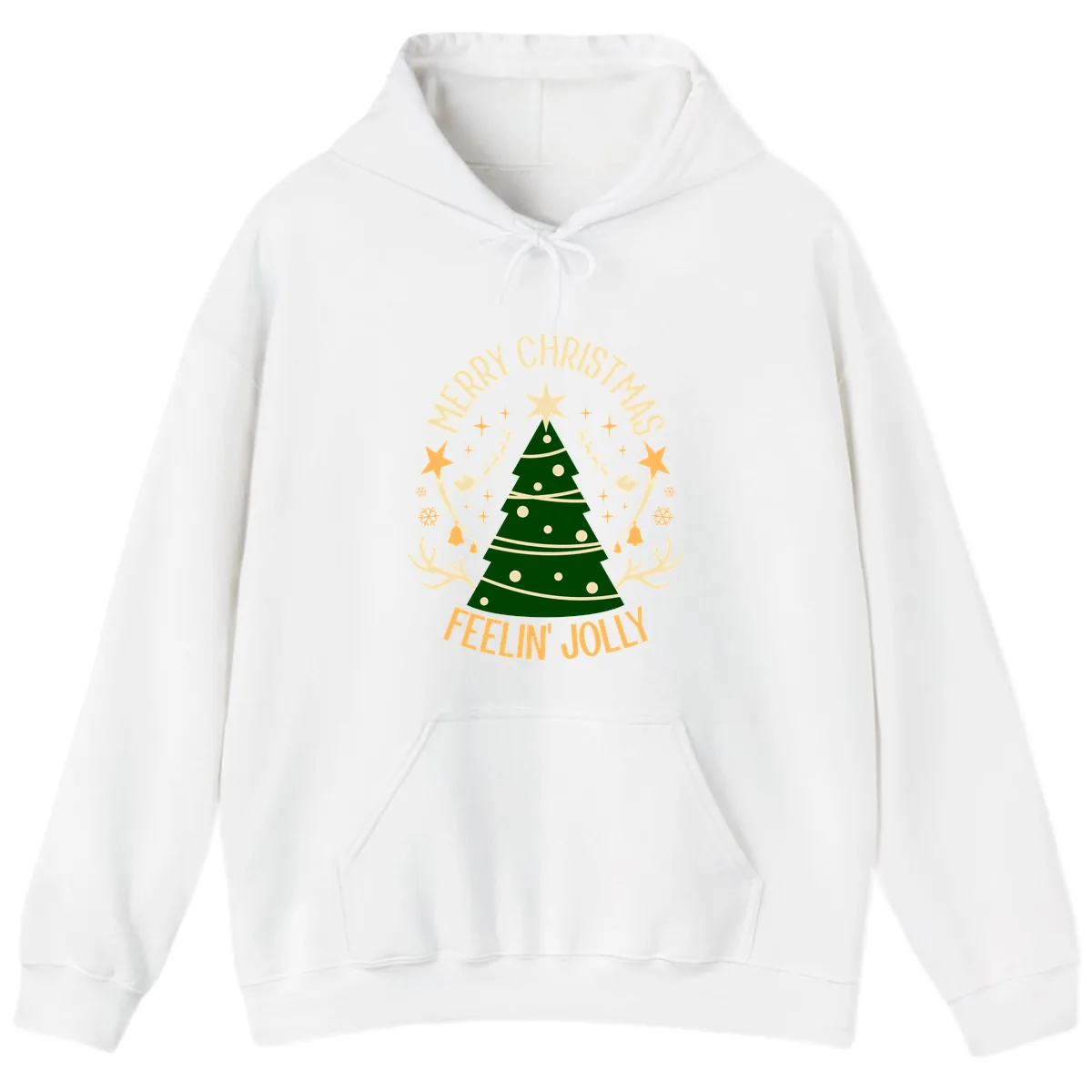 Merry Christmas Feelin' Jolly Hoodie in White