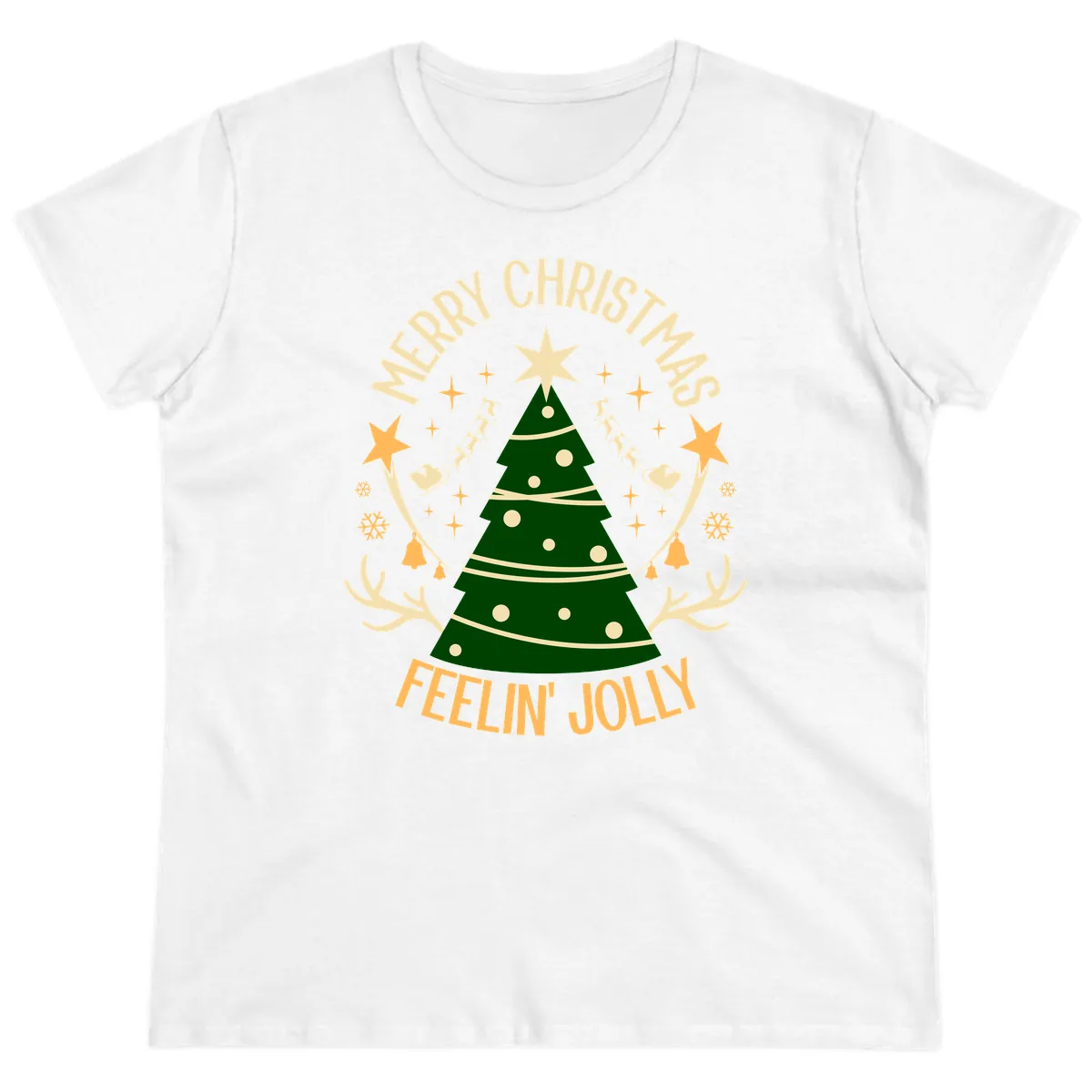 Merry Christmas Feelin' Jolly Ladies Tee in White