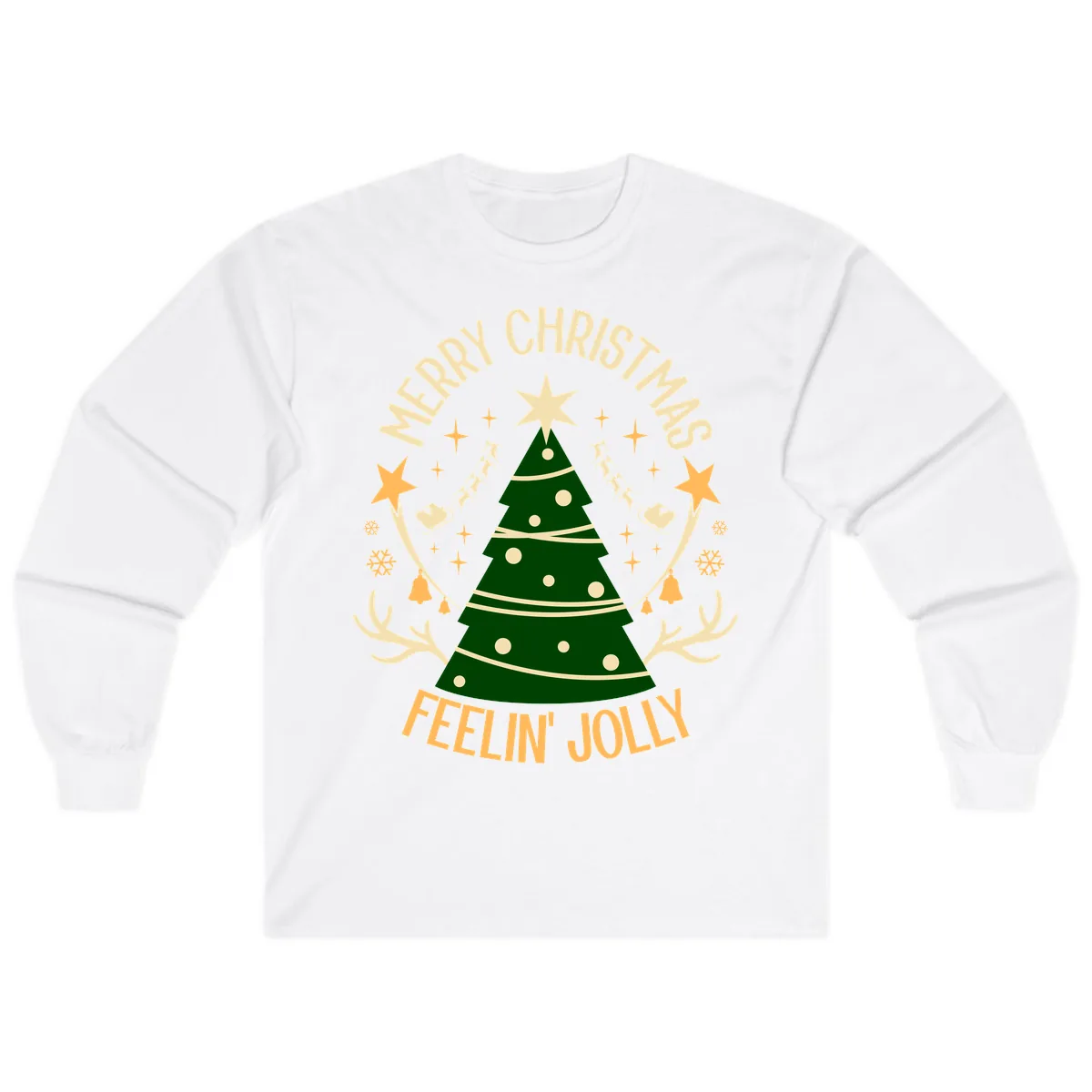 Merry Christmas Feelin' Jolly Long Sleeve in White