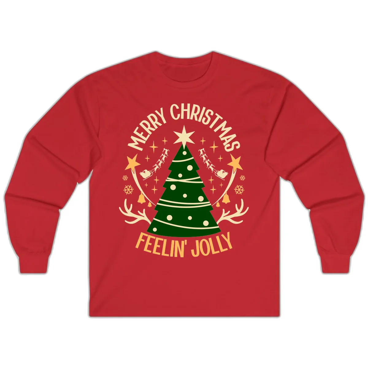 Merry Christmas Feelin' Jolly Long Sleeve in Red