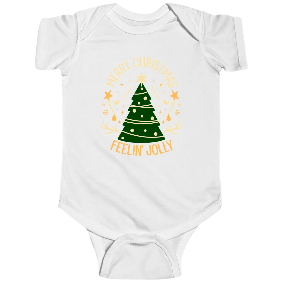 Merry Christmas Feelin' Jolly Baby Onesie in White