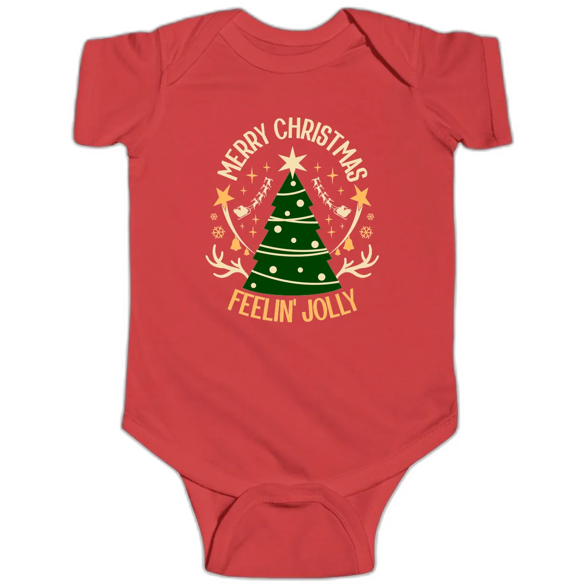 Merry Christmas Feelin' Jolly Baby Onesie in Red