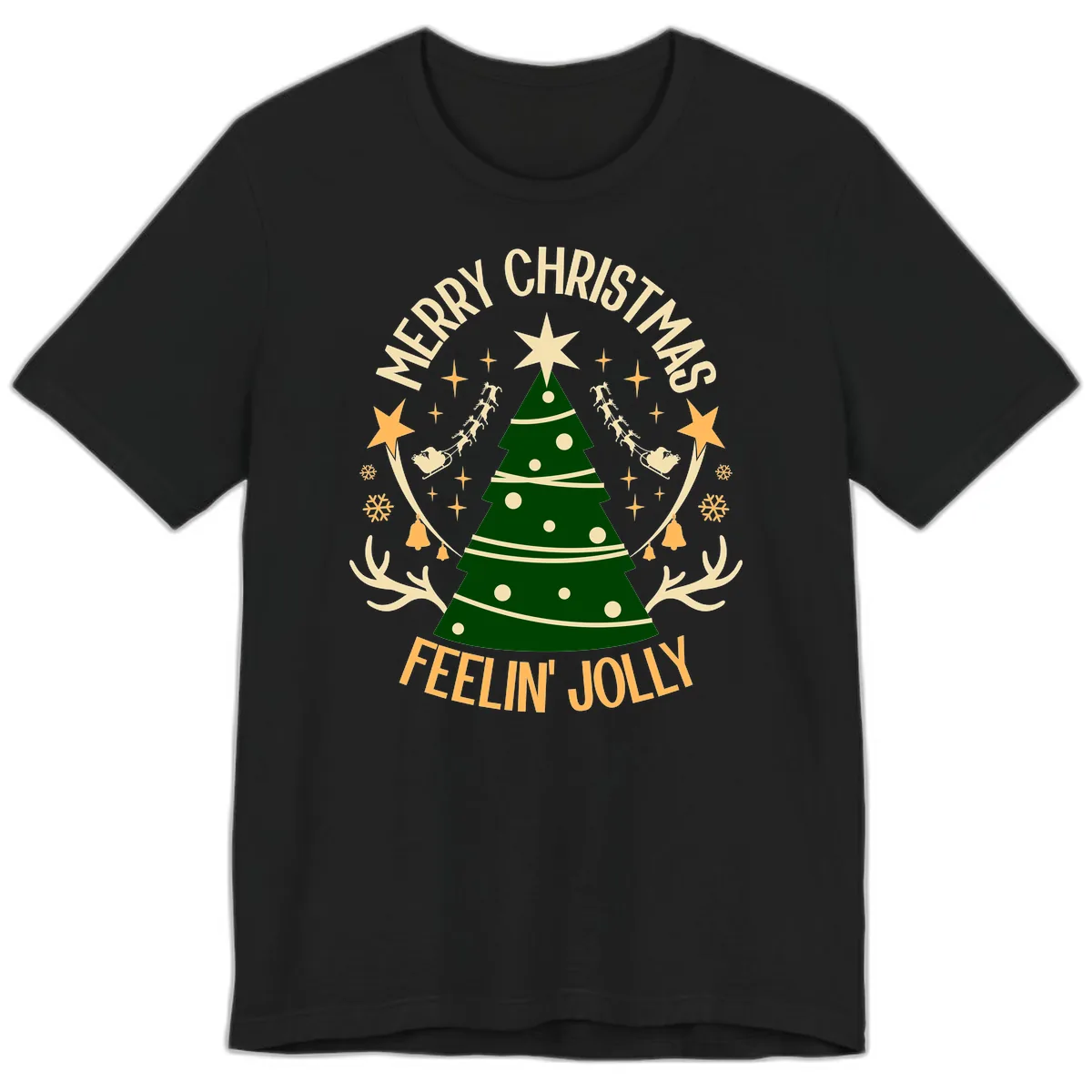 Merry Christmas Feelin' Jolly Premium T-Shirt in Black