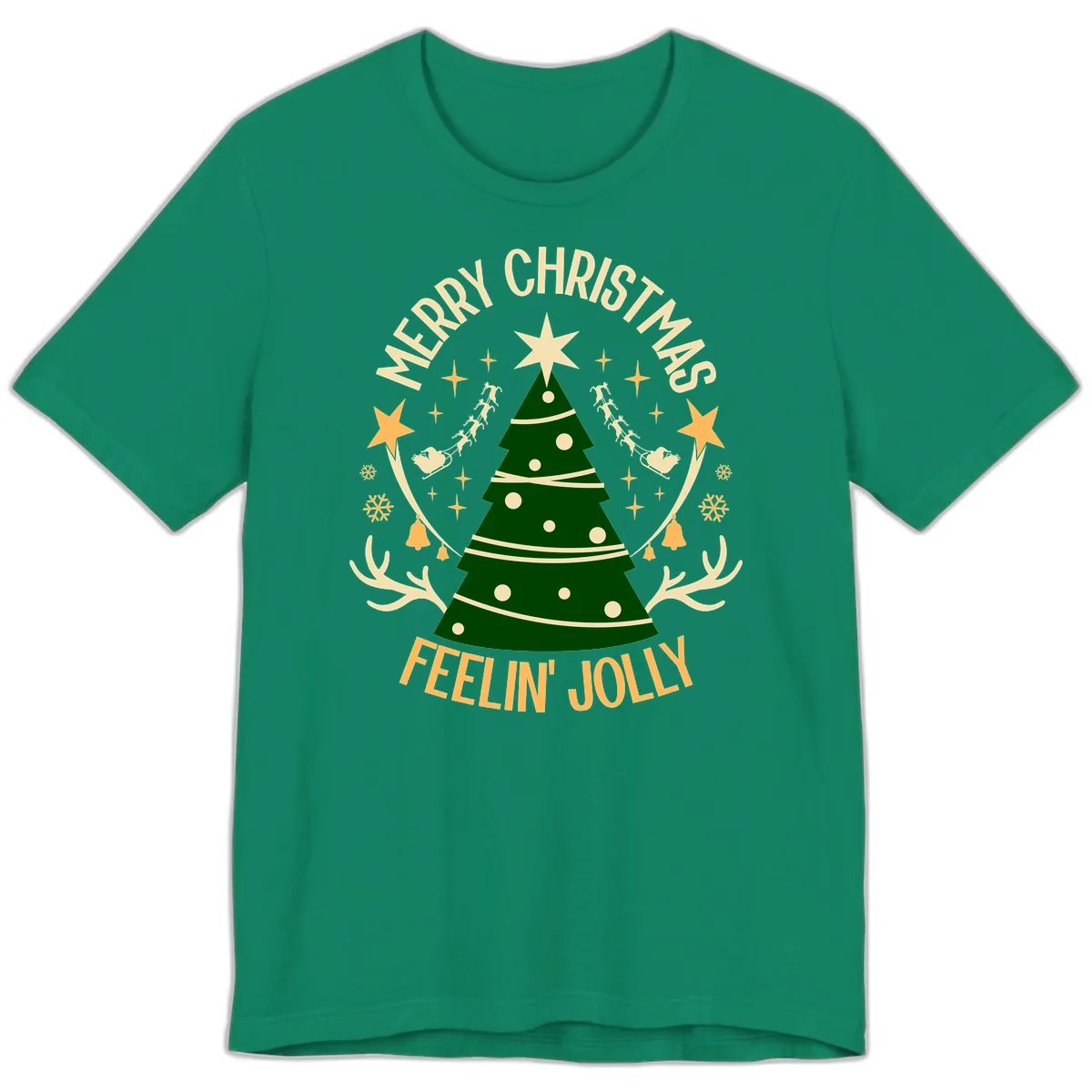 Merry Christmas Feelin' Jolly Premium T-Shirt in Kelly