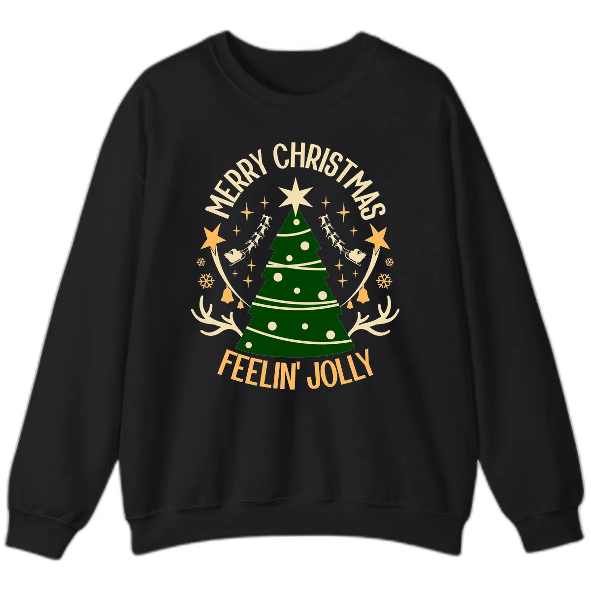 Merry Christmas Feelin' Jolly Sweatshirt in Black