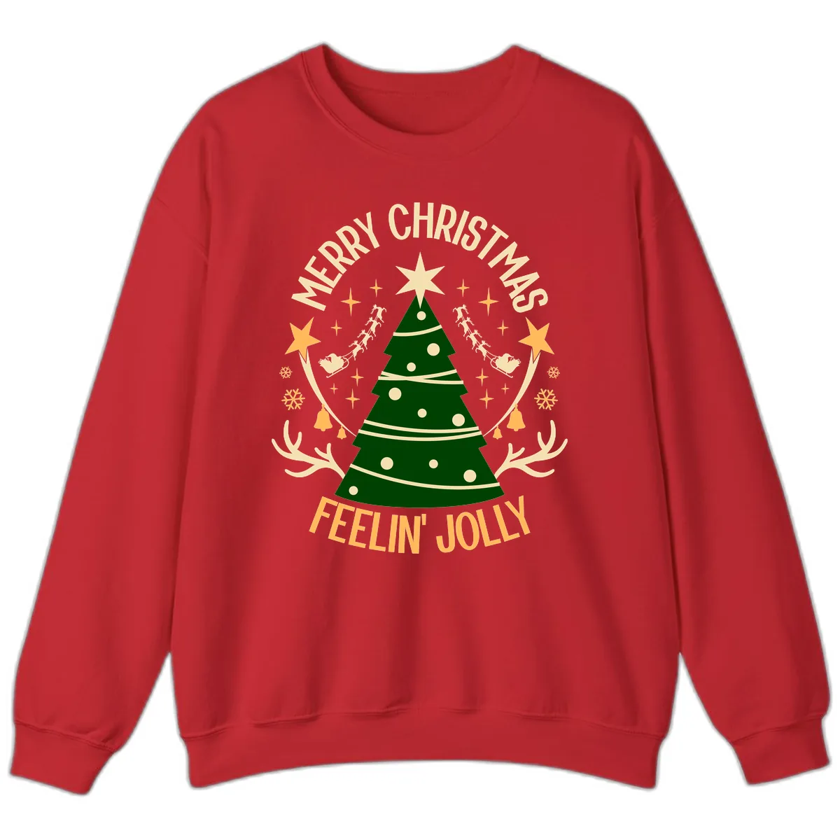 Merry Christmas Feelin' Jolly Sweatshirt in Red