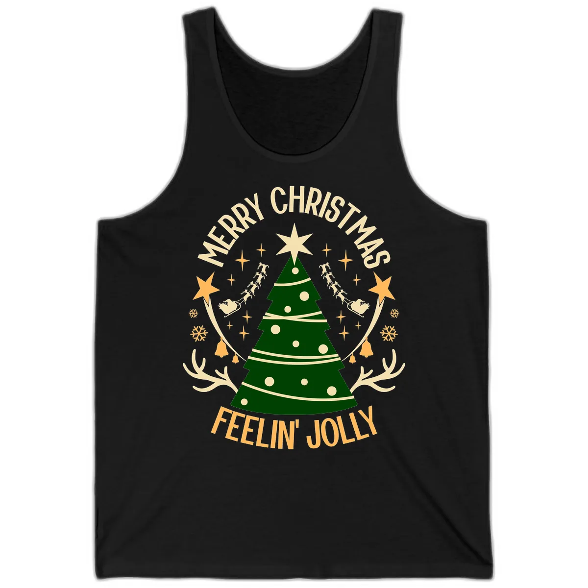 Merry Christmas Feelin' Jolly Tank in Black