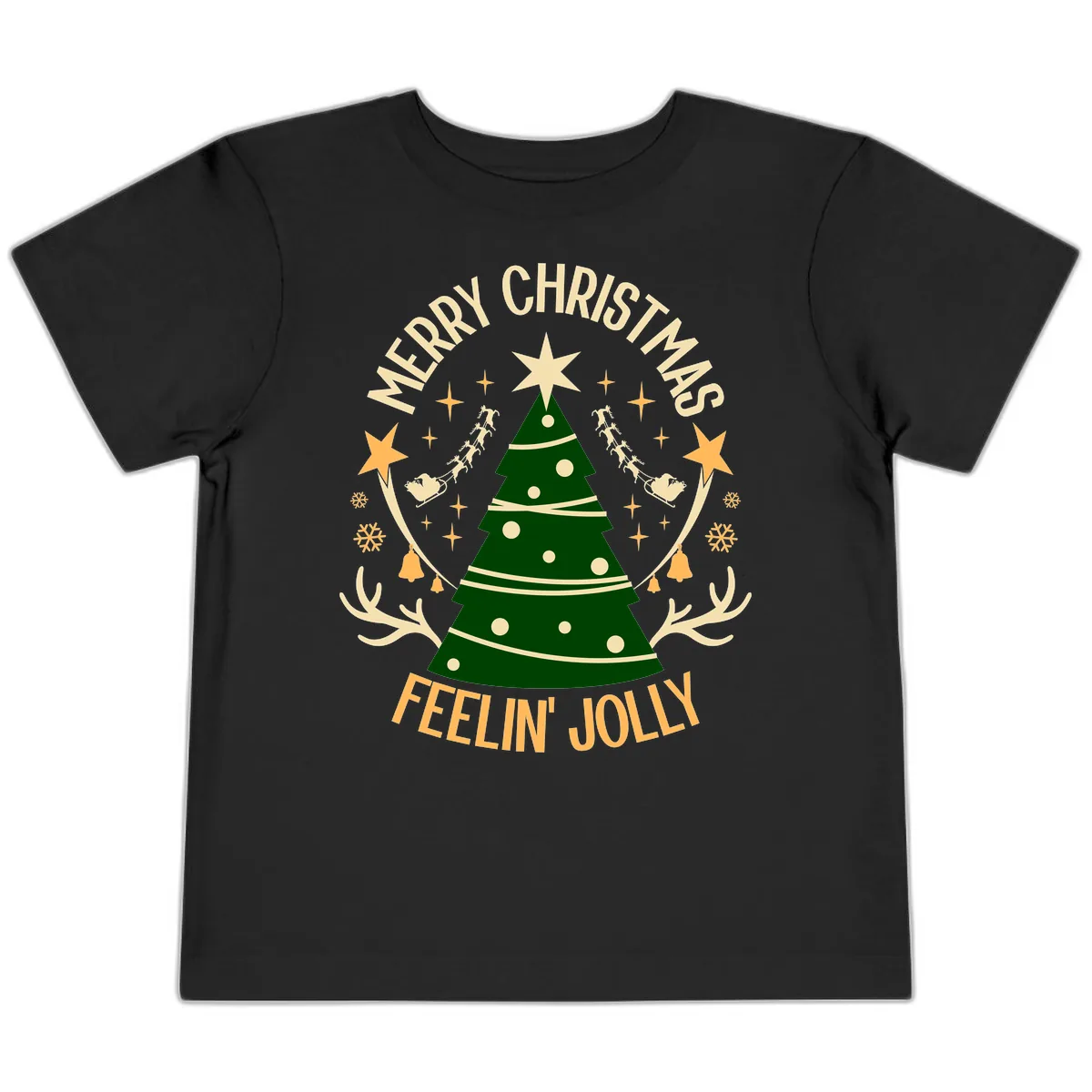 Merry Christmas Feelin' Jolly Toddler T-Shirt in Black