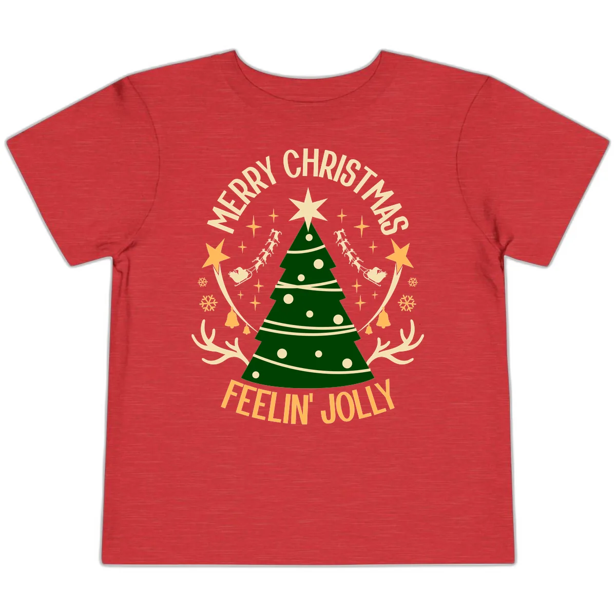 Merry Christmas Feelin' Jolly Toddler T-Shirt in Heather Red