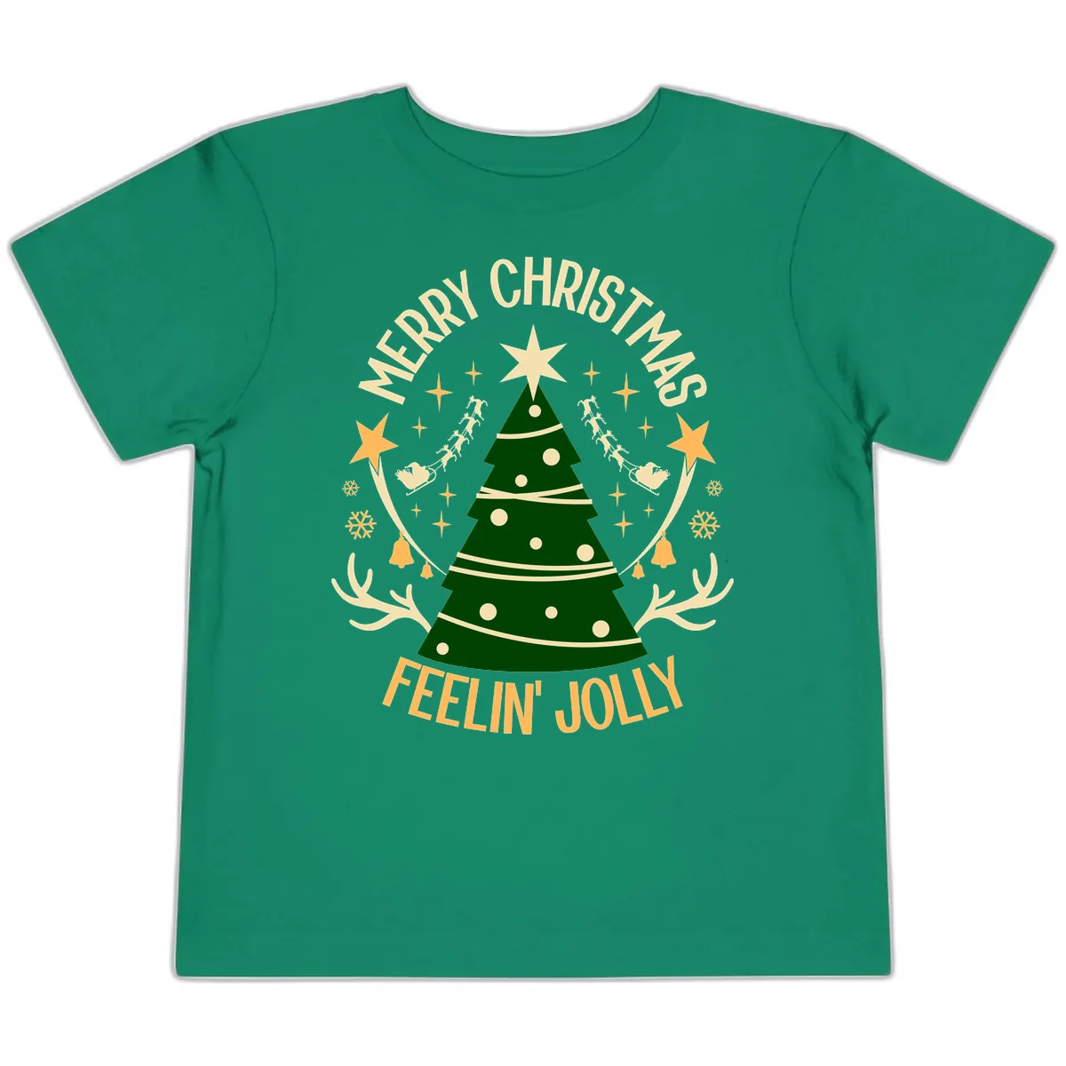 Merry Christmas Feelin' Jolly Toddler T-Shirt in Kelly