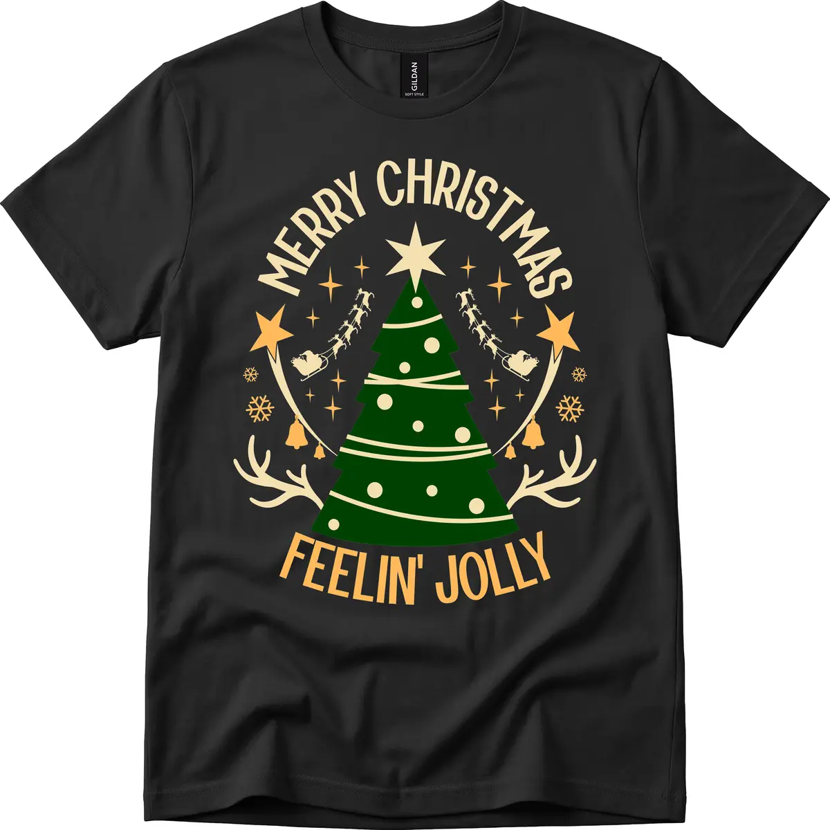 Merry Christmas Feelin' Jolly T-Shirt in Black