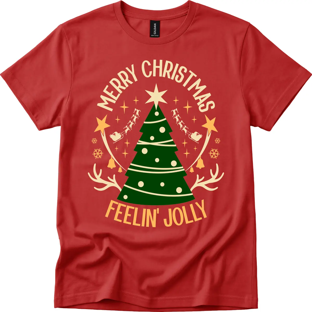 Merry Christmas Feelin' Jolly T-Shirt in Red
