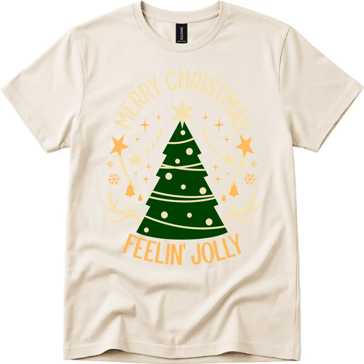 Merry Christmas Feelin' Jolly T-Shirt in Natural