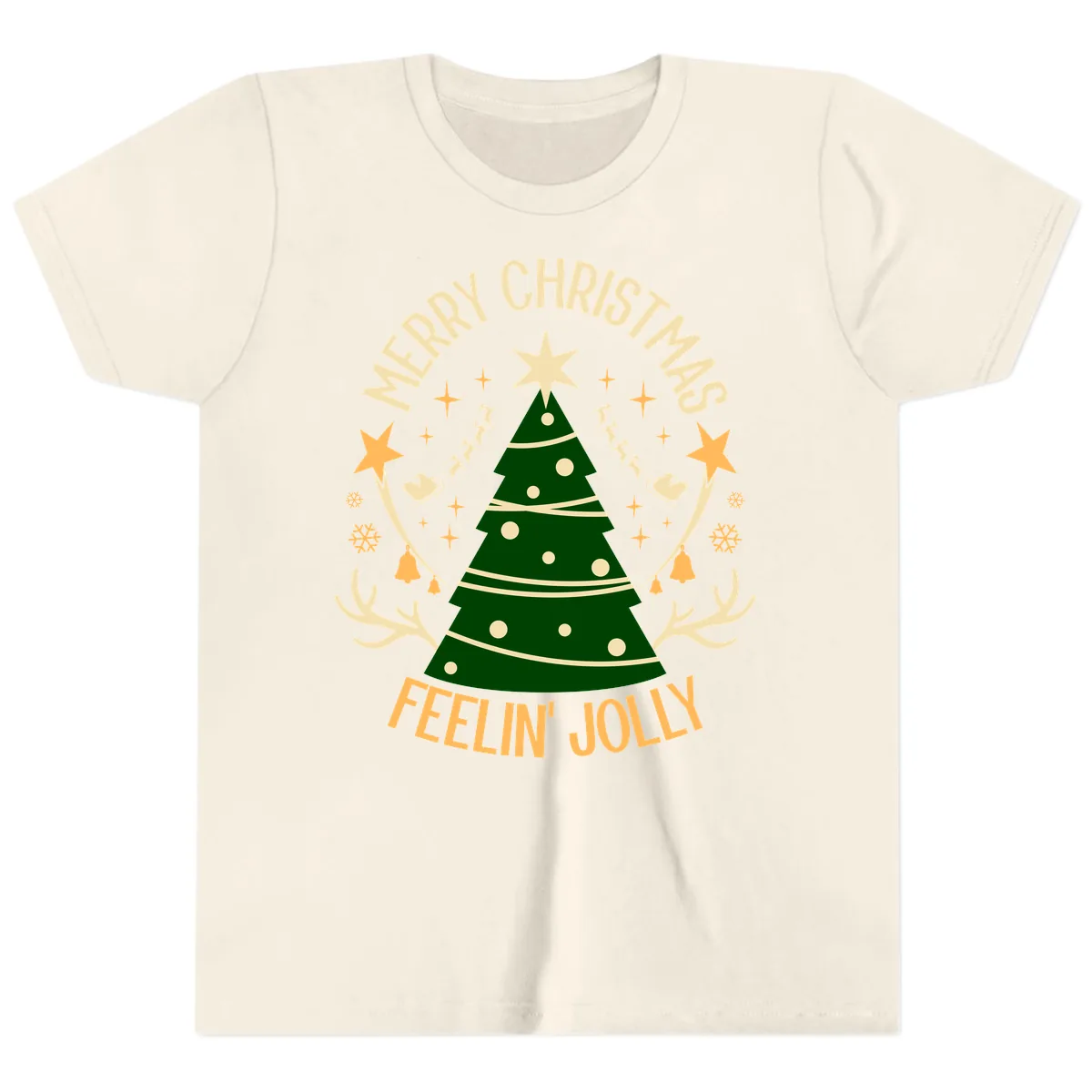 Merry Christmas Feelin' Jolly Youth T-Shirt in Natural