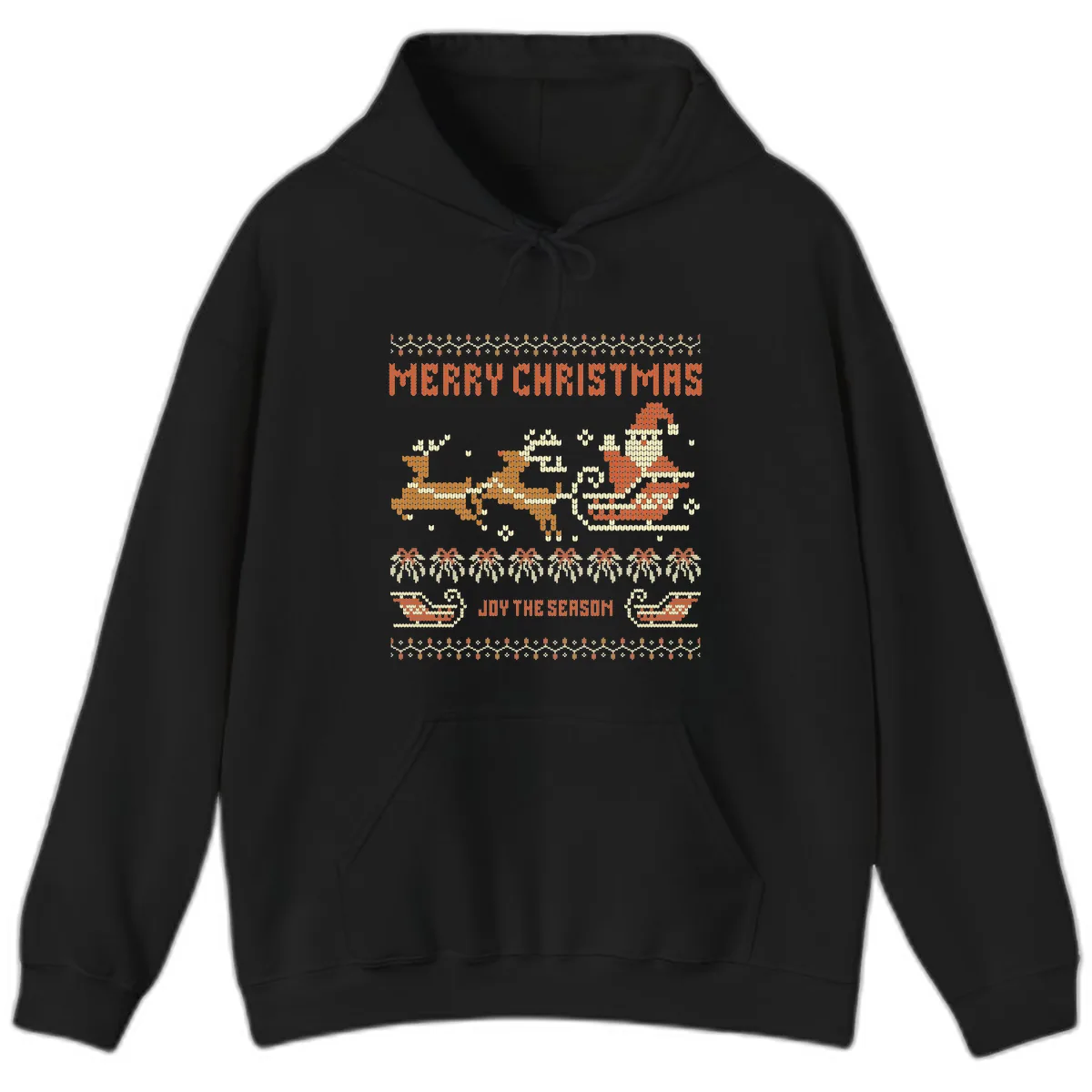 Merry Christmas Santa Sleigh Ride Hoodie in Black