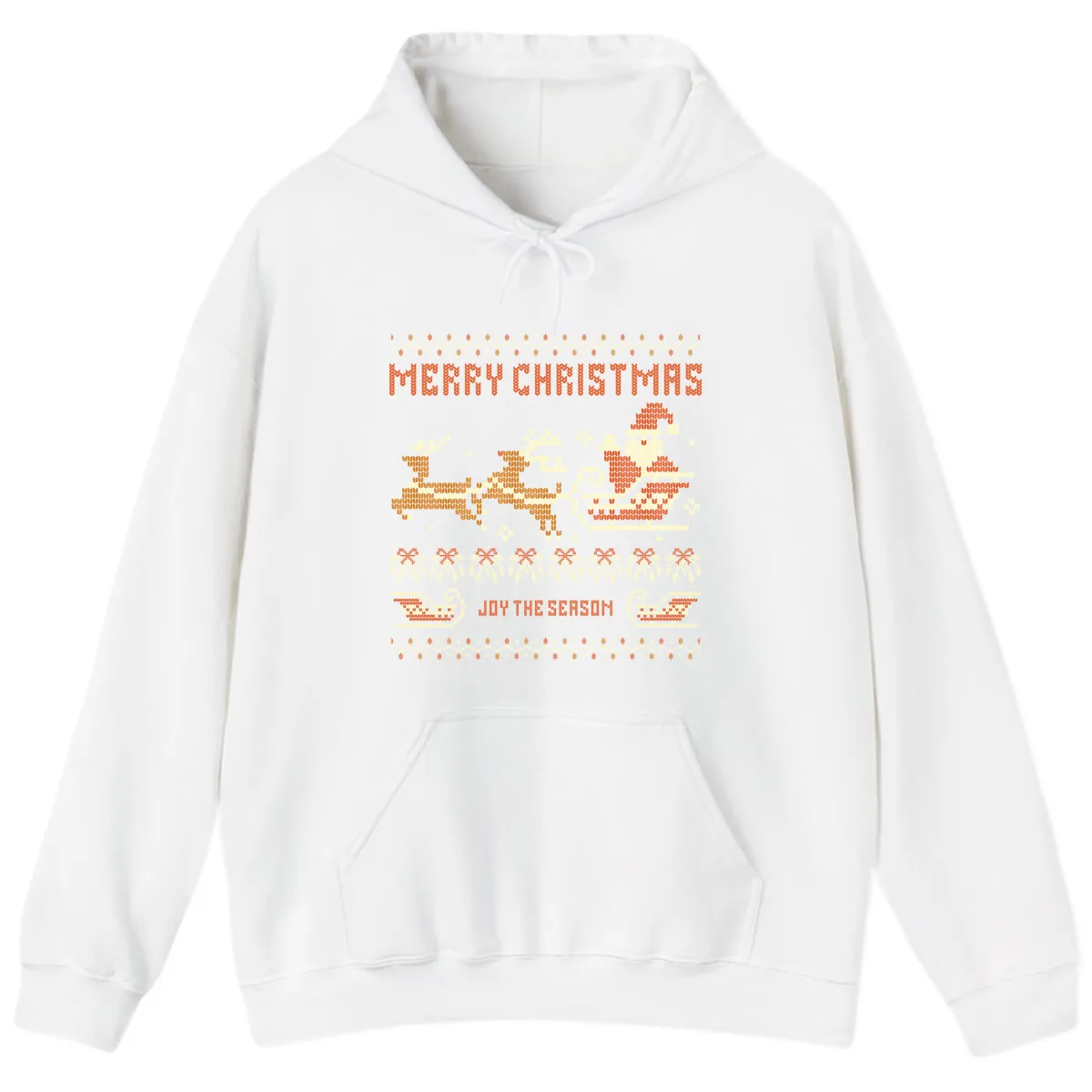Merry Christmas Santa Sleigh Ride Hoodie in White