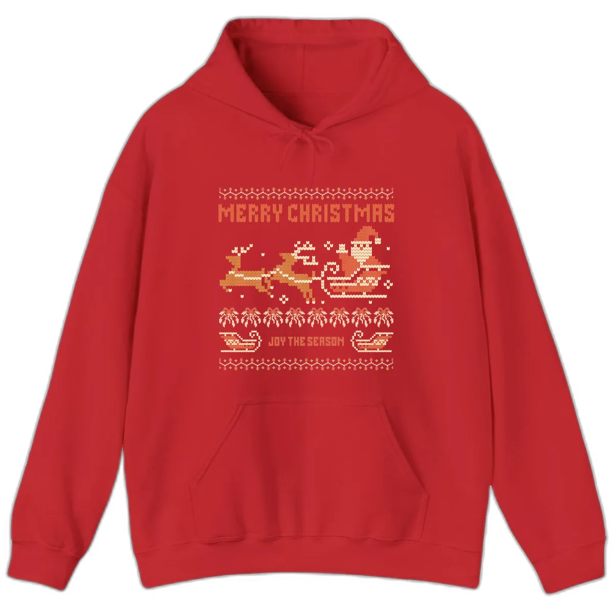 Merry Christmas Santa Sleigh Ride Hoodie in Red