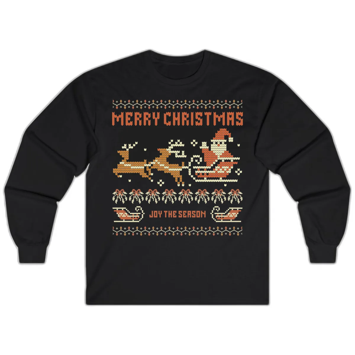 Merry Christmas Santa Sleigh Ride Long Sleeve in Black