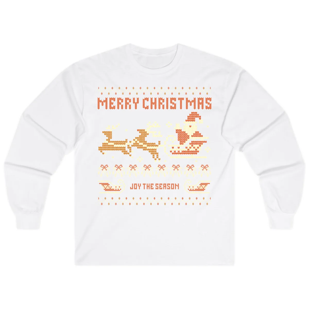 Merry Christmas Santa Sleigh Ride Long Sleeve in White