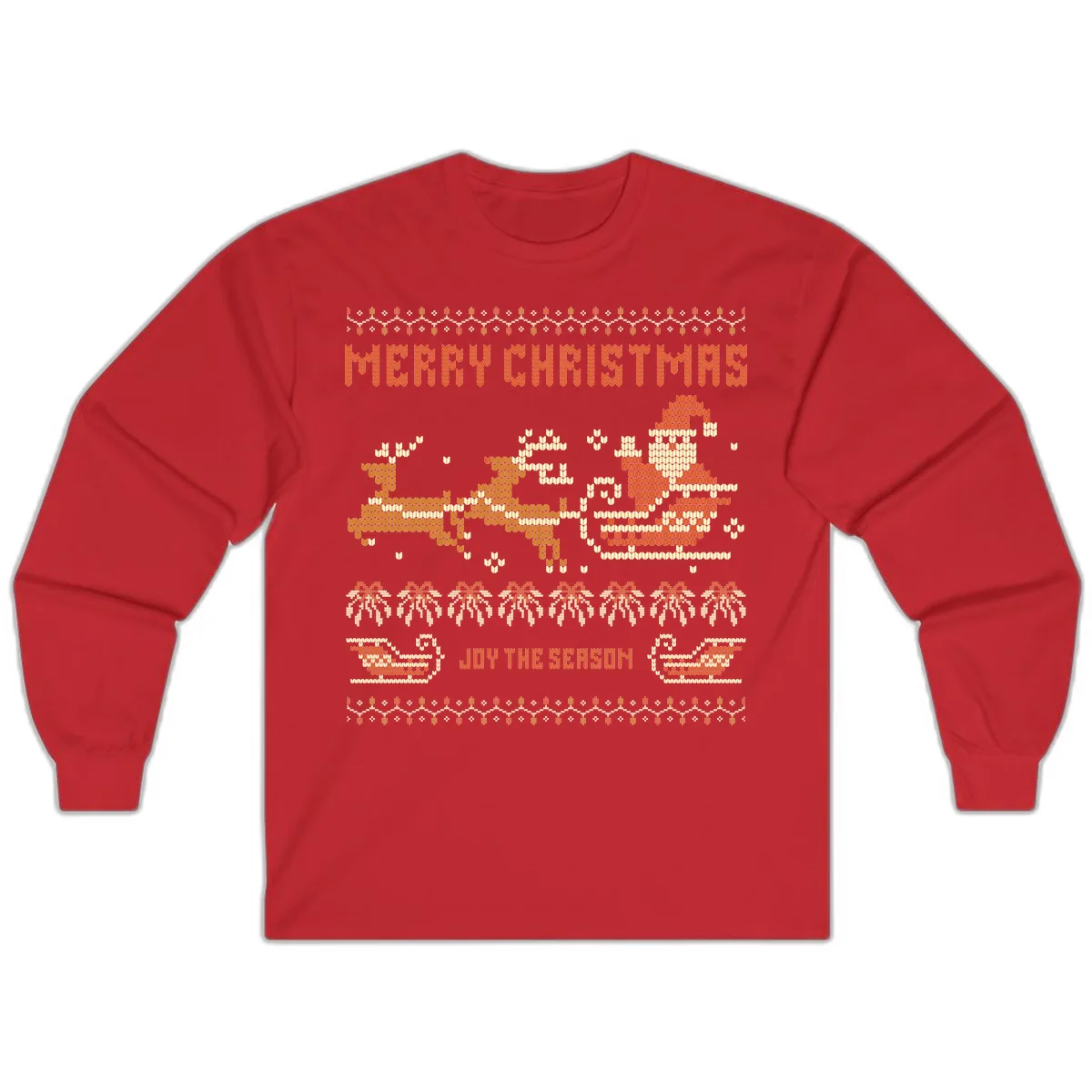 Merry Christmas Santa Sleigh Ride Long Sleeve in Red