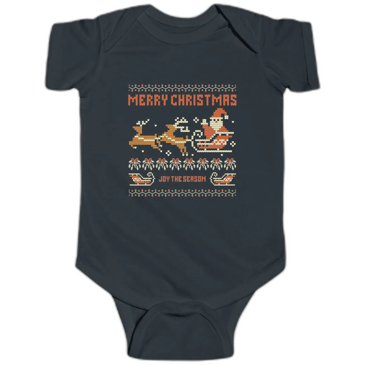 Merry Christmas Santa Sleigh Ride Baby Onesie in Black