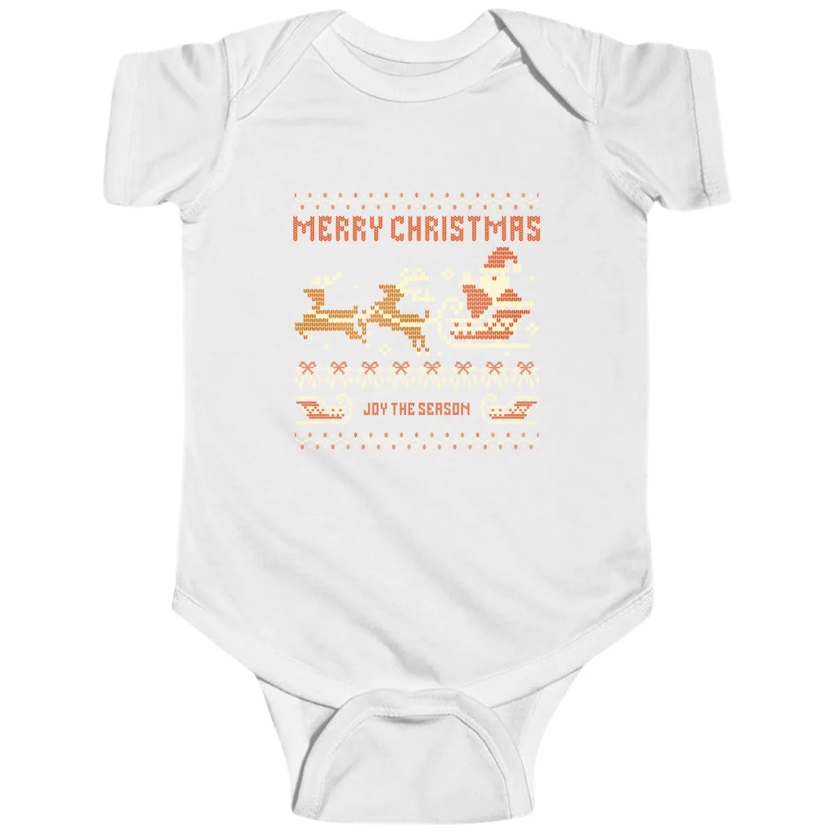 Merry Christmas Santa Sleigh Ride Baby Onesie in White