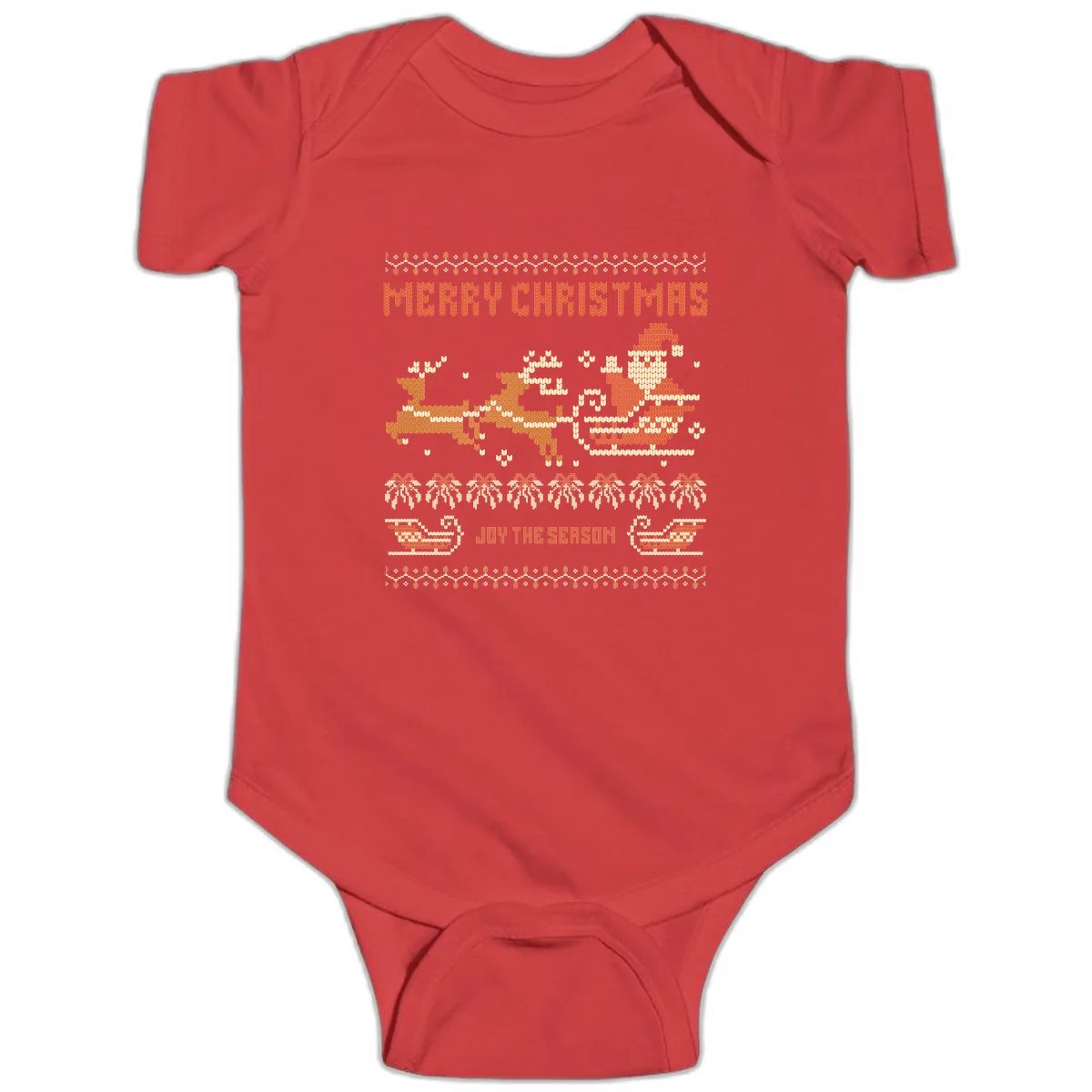 Merry Christmas Santa Sleigh Ride Baby Onesie in Red