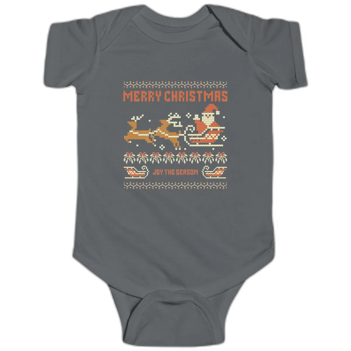 Merry Christmas Santa Sleigh Ride Baby Onesie in Charcoal