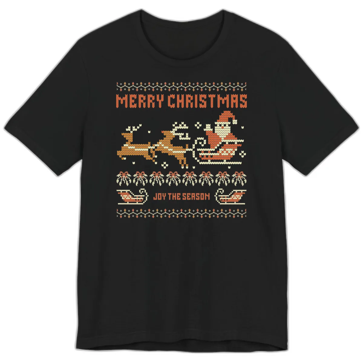 Merry Christmas Santa Sleigh Ride Premium T-Shirt in Black