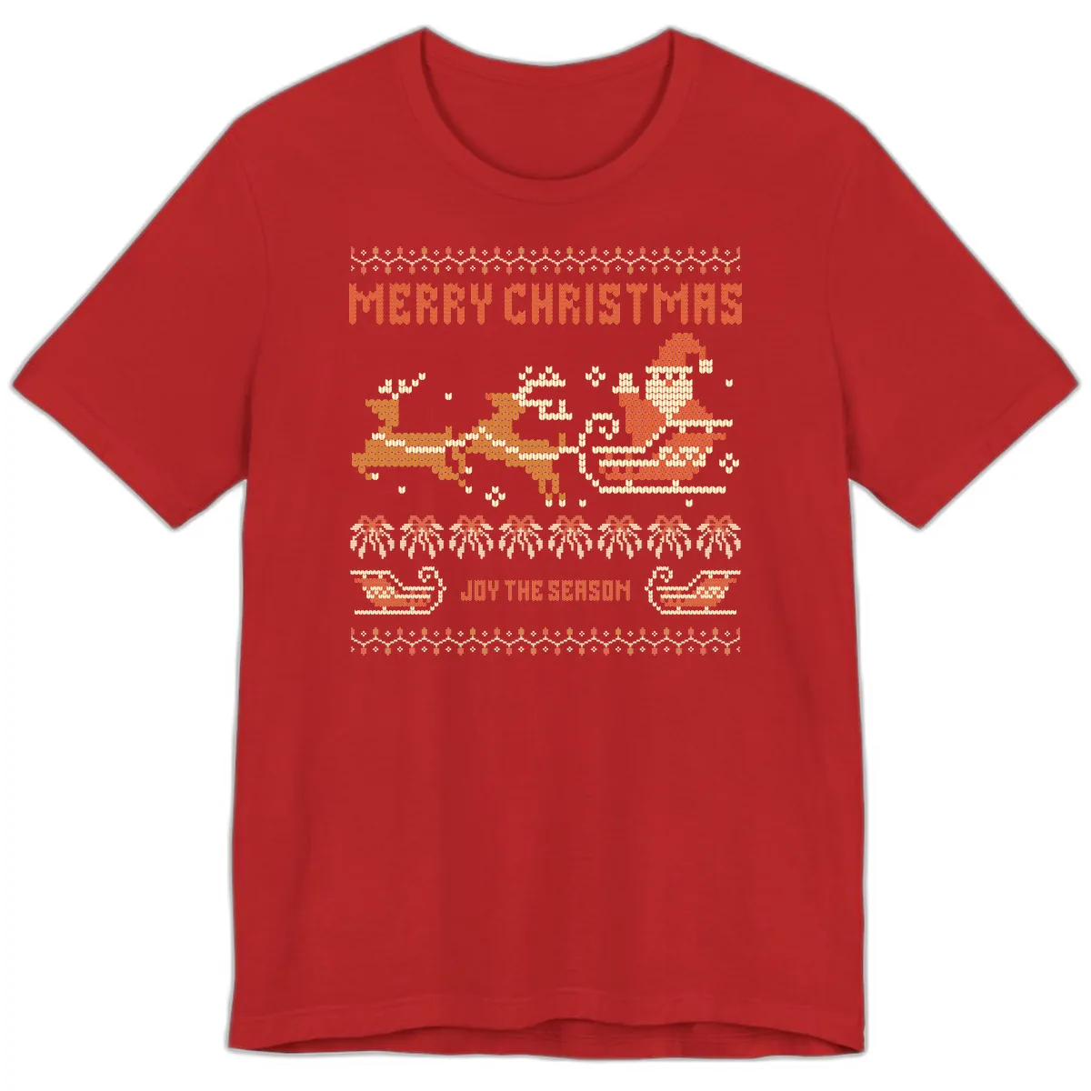 Merry Christmas Santa Sleigh Ride Premium T-Shirt in Red