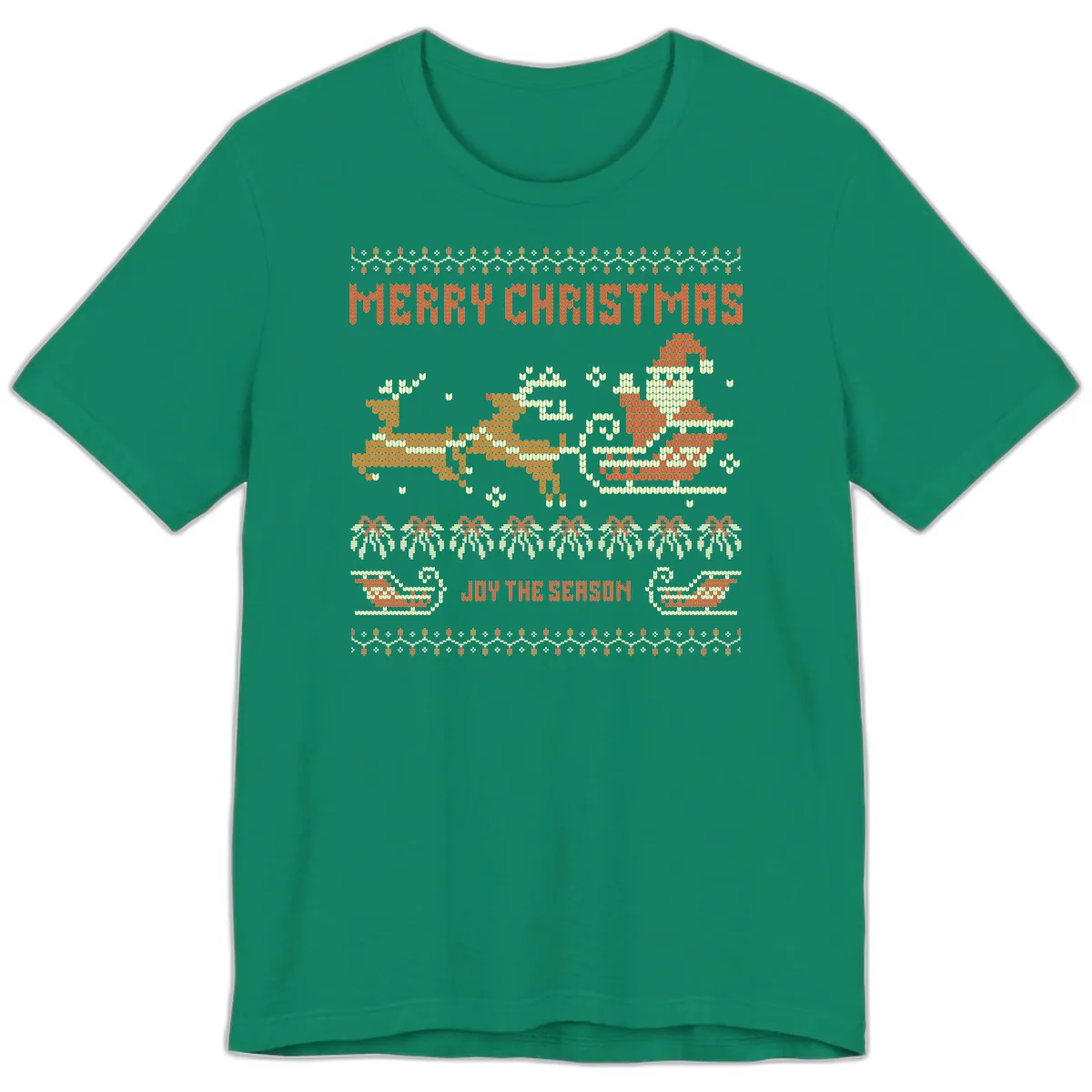 Merry Christmas Santa Sleigh Ride Premium T-Shirt in Kelly
