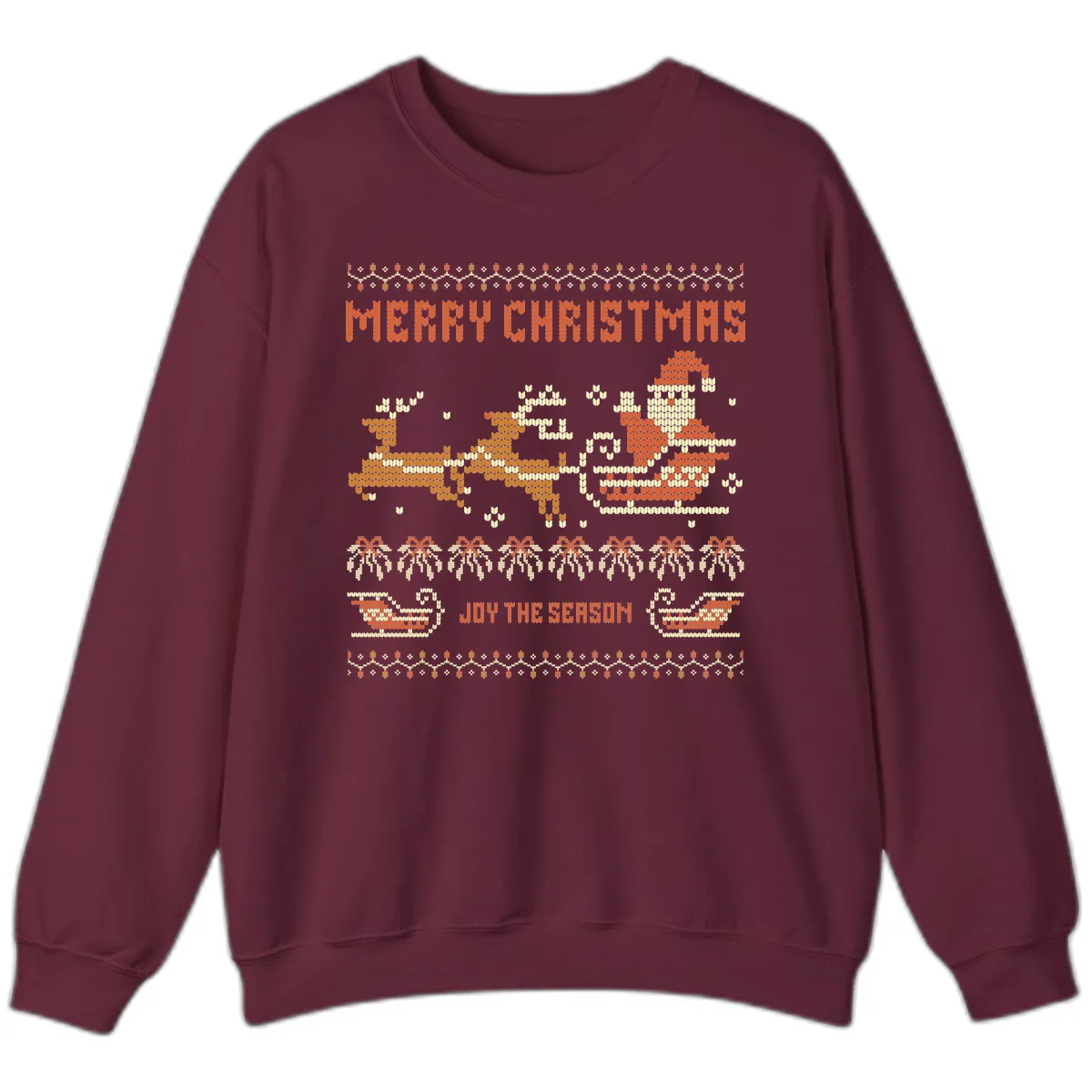 Merry Christmas Santa Sleigh Ride Sweatshirt in Maroon