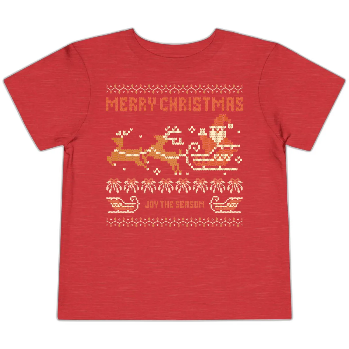 Merry Christmas Santa Sleigh Ride Toddler T-Shirt in Heather Red