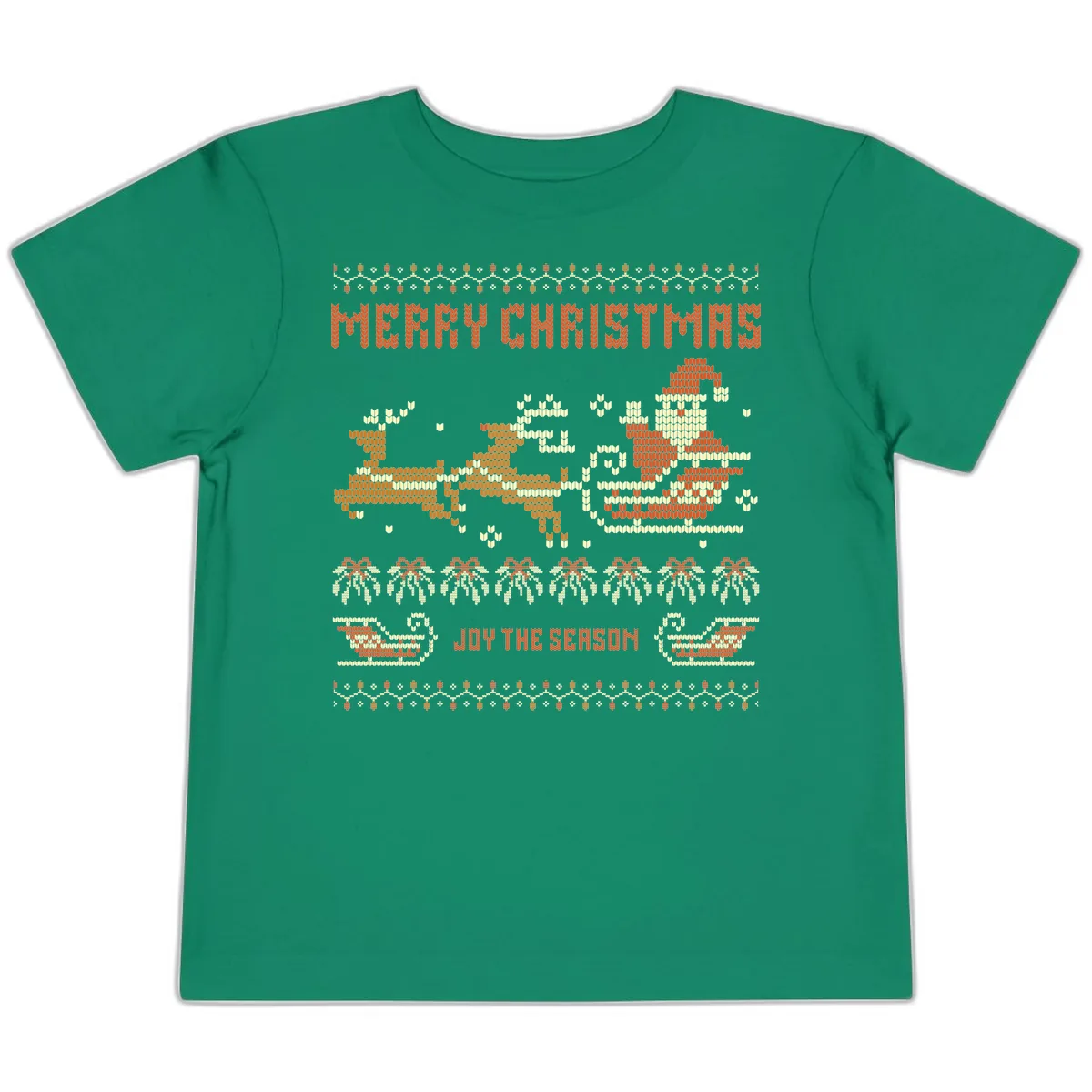 Merry Christmas Santa Sleigh Ride Toddler T-Shirt in Kelly