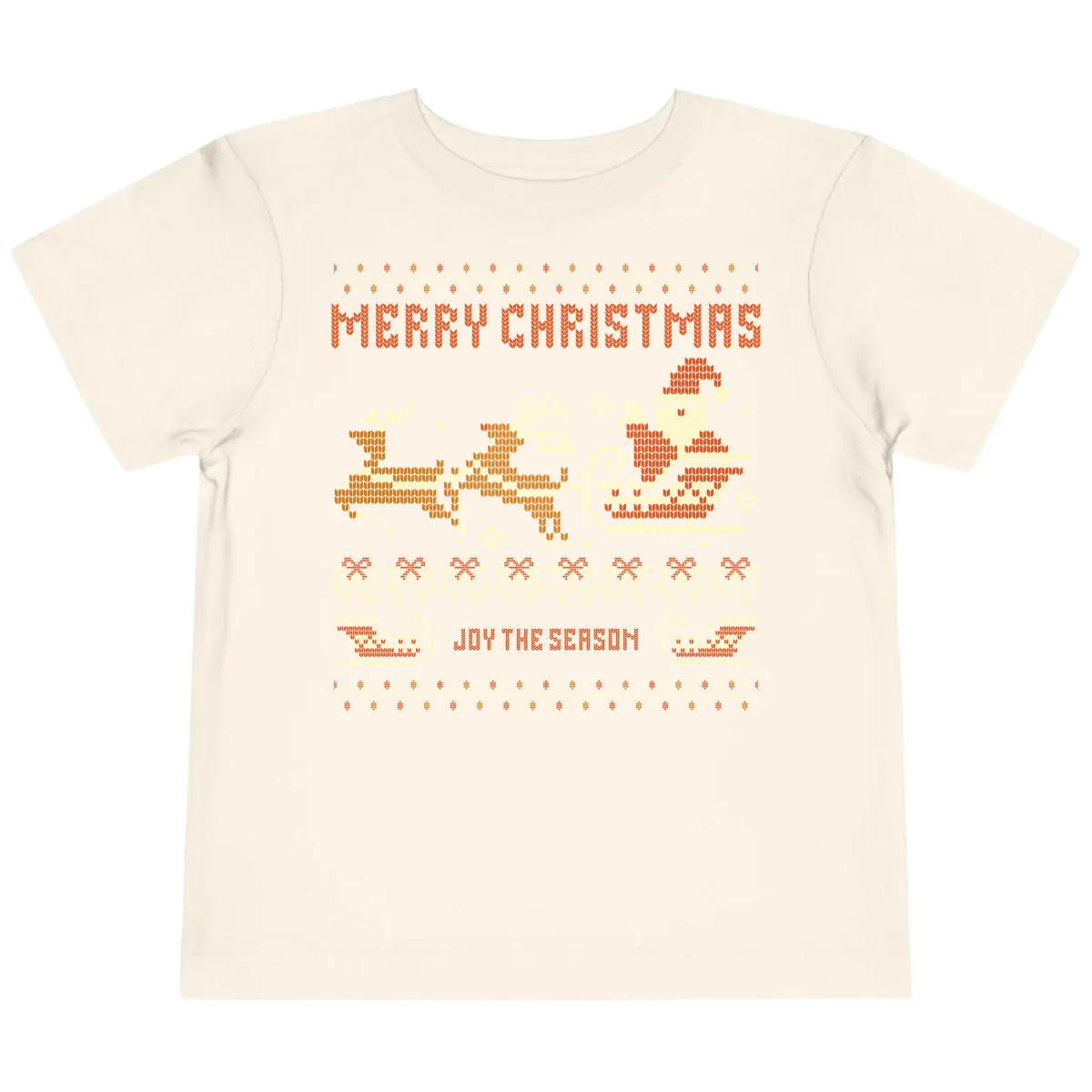 Merry Christmas Santa Sleigh Ride Toddler T-Shirt in Natural