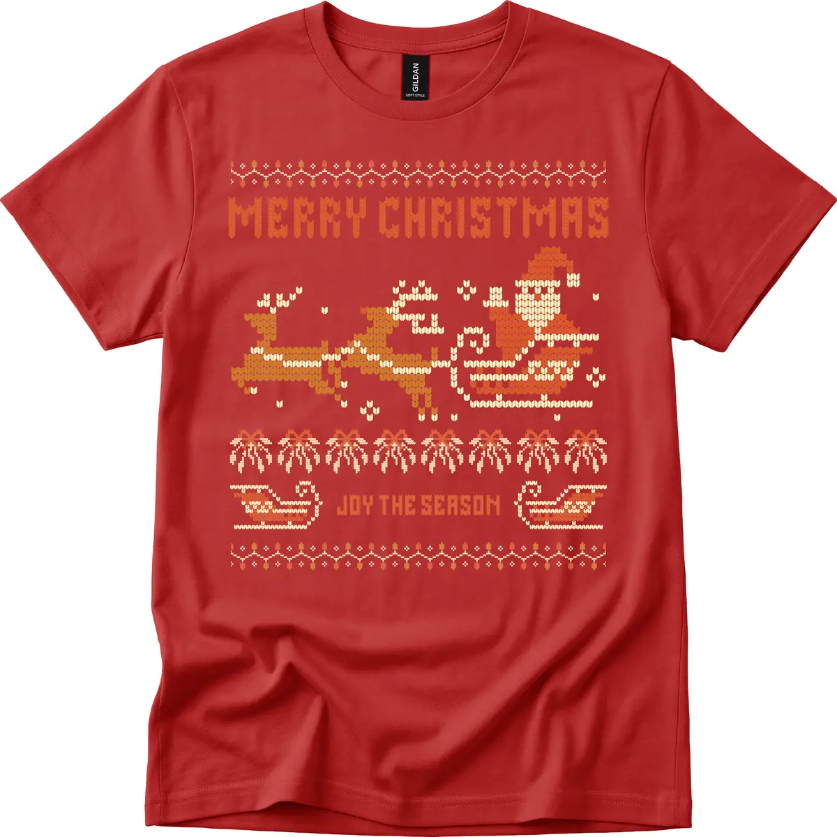 Merry Christmas Santa Sleigh Ride T-Shirt in Red