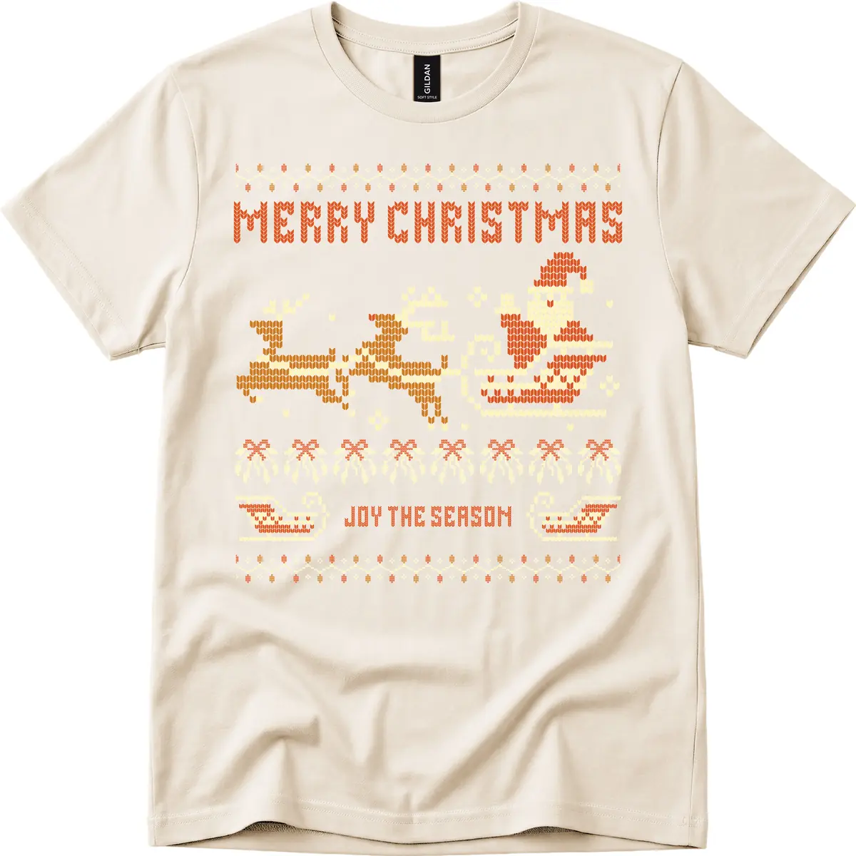 Merry Christmas Santa Sleigh Ride T-Shirt in Natural
