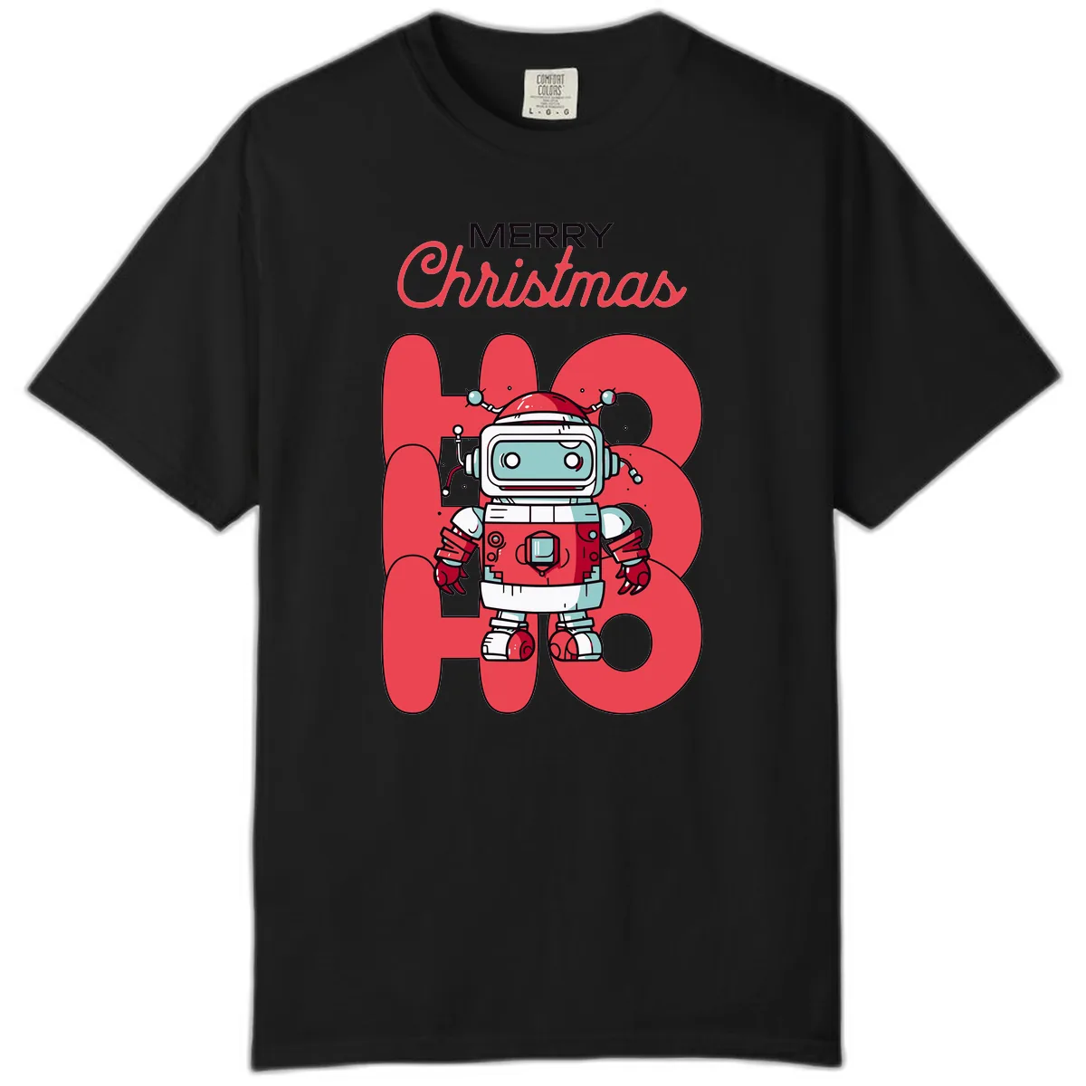 Robot Ho Ho Ho Christmas Comfort Color in Black