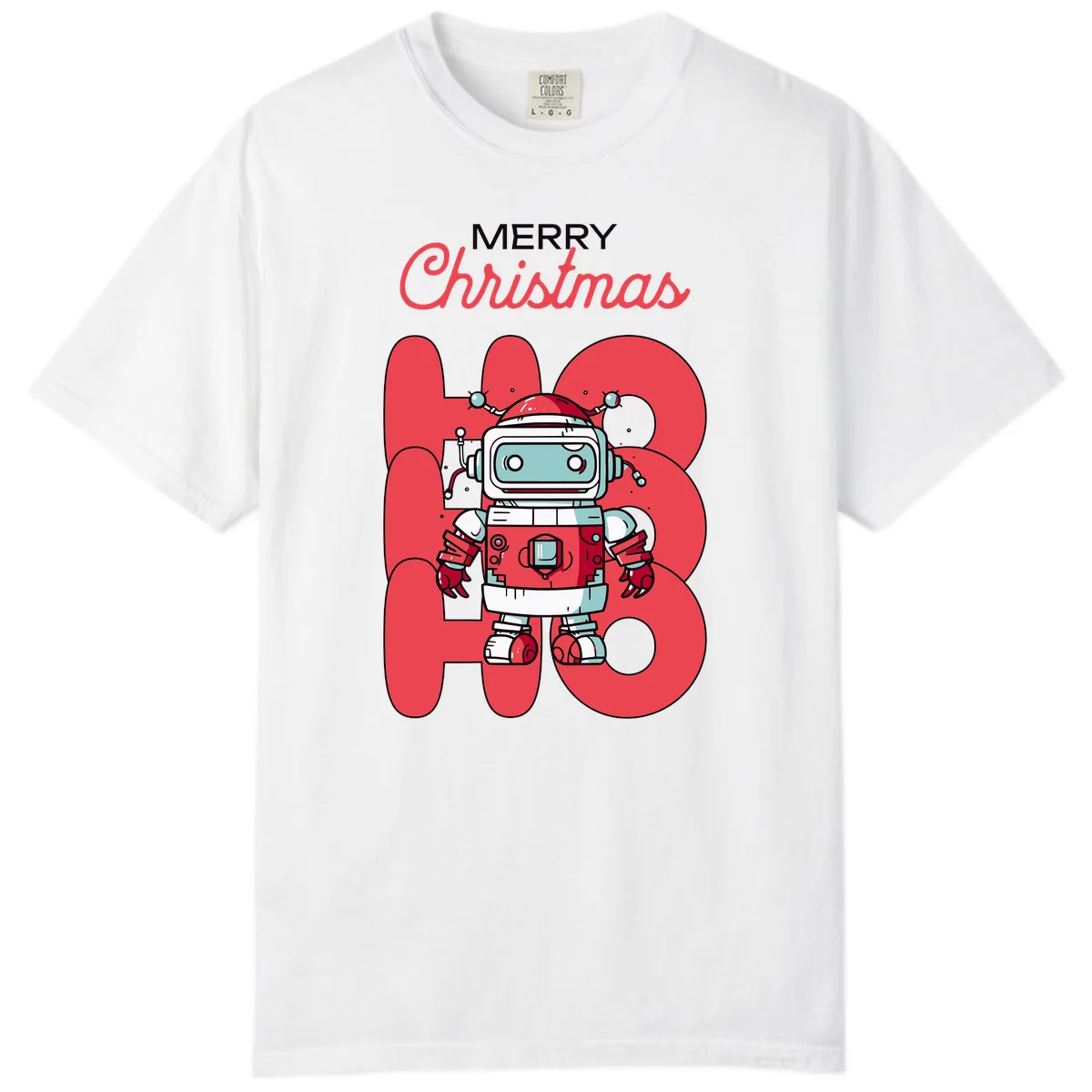 Robot Ho Ho Ho Christmas Comfort Color in White