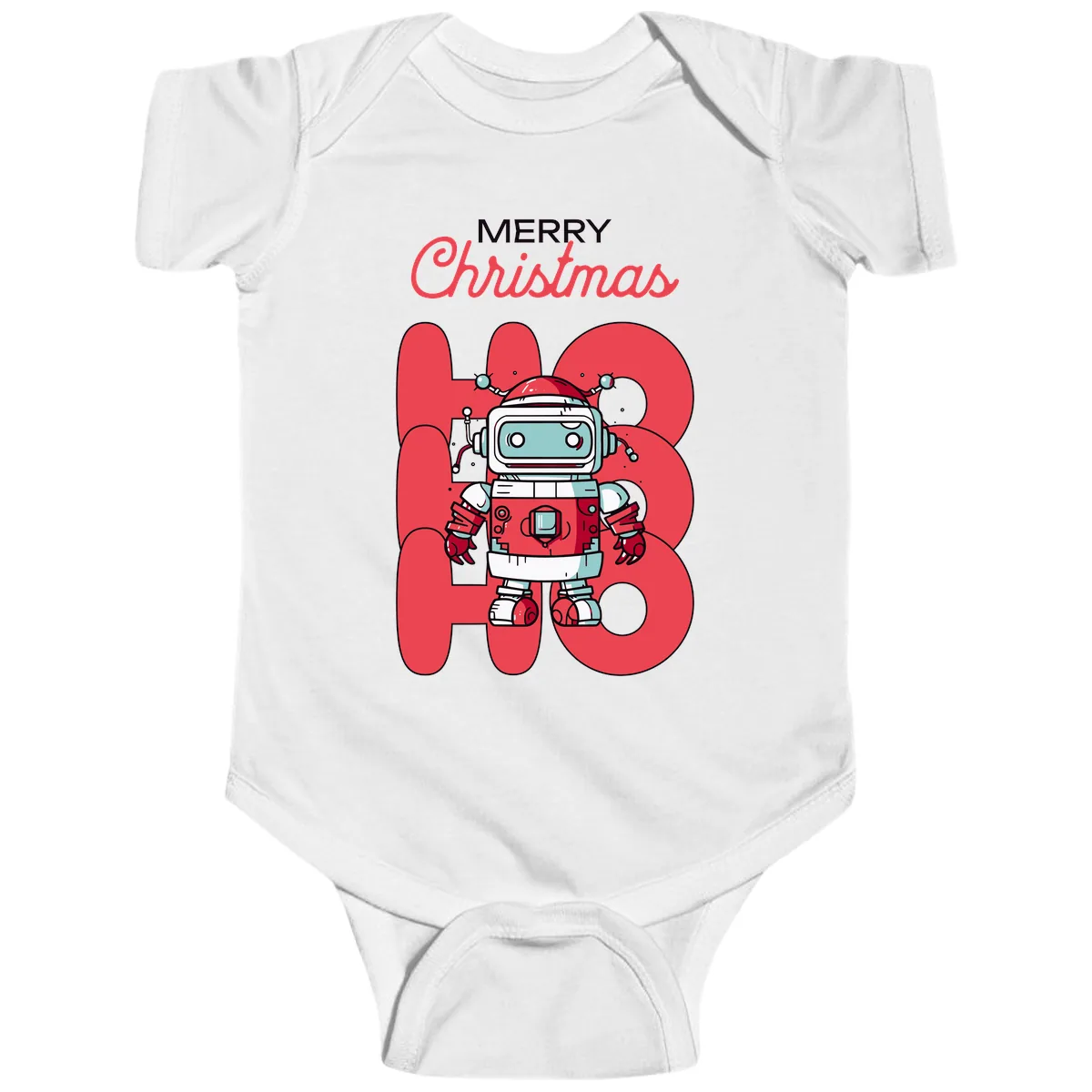Robot Ho Ho Ho Christmas Baby Onesie in White