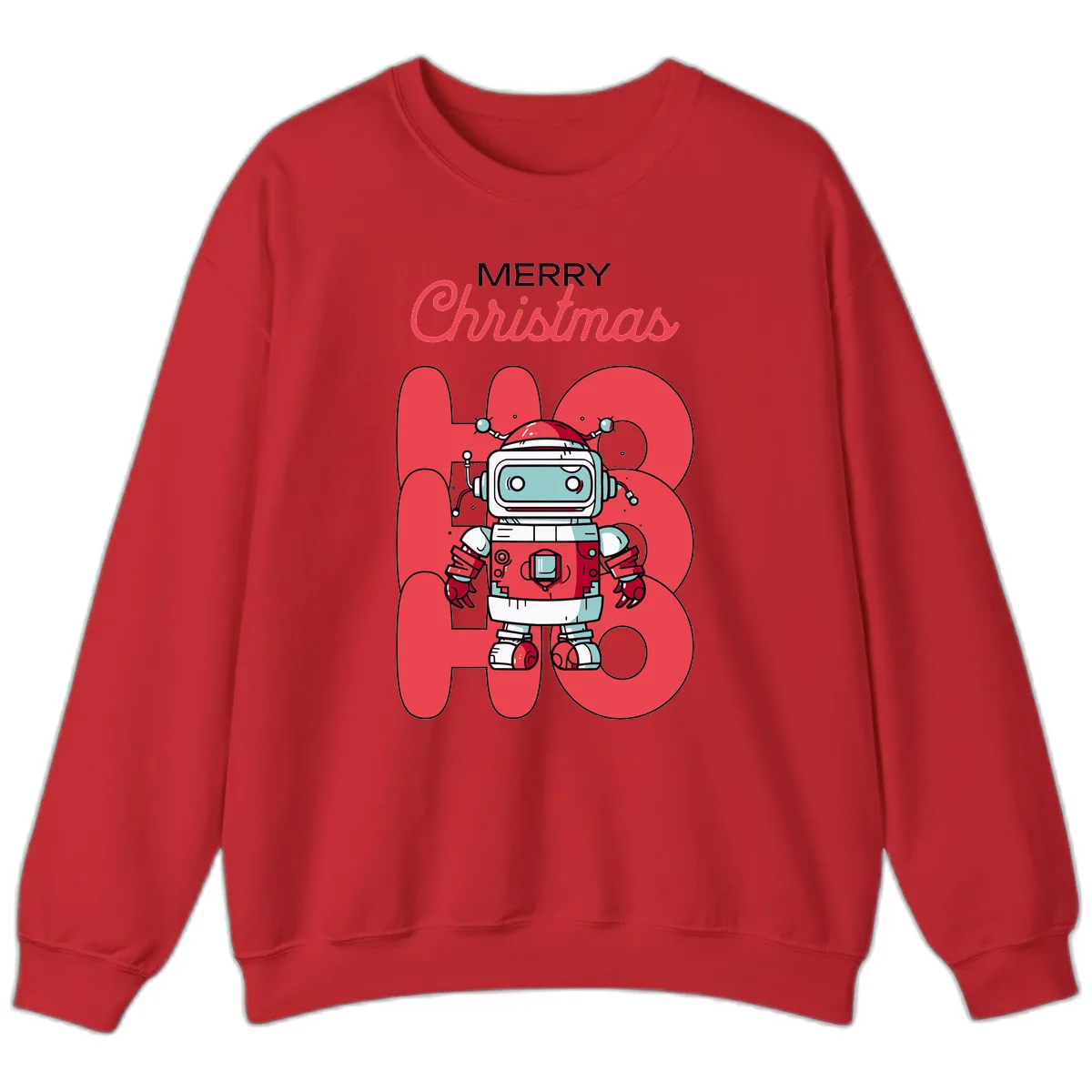 Robot Ho Ho Ho Christmas Sweatshirt in Red