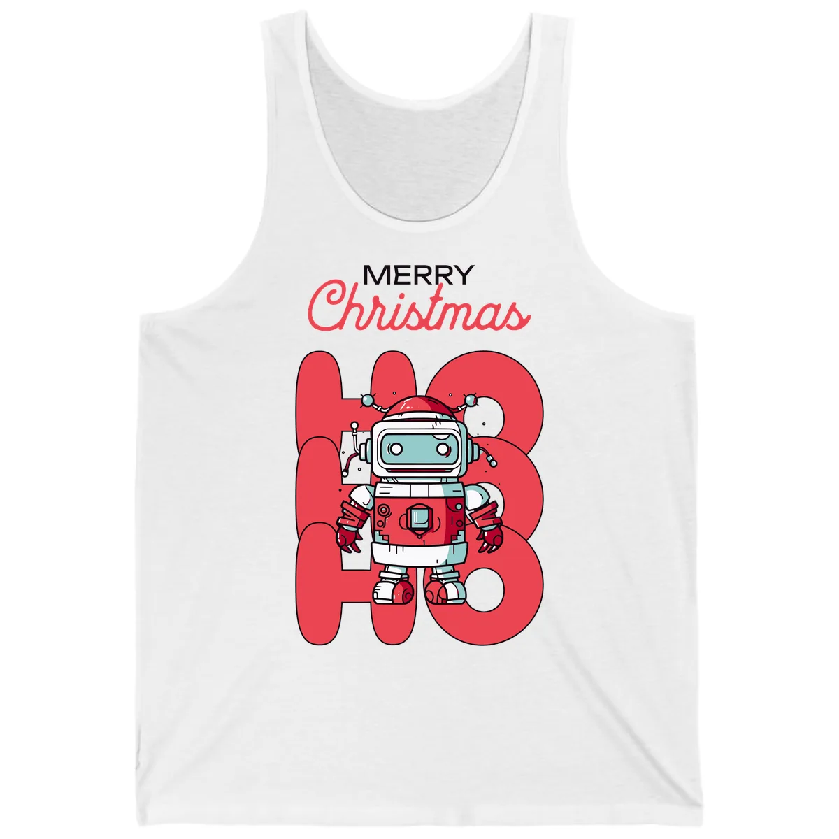 Robot Ho Ho Ho Christmas Tank in White
