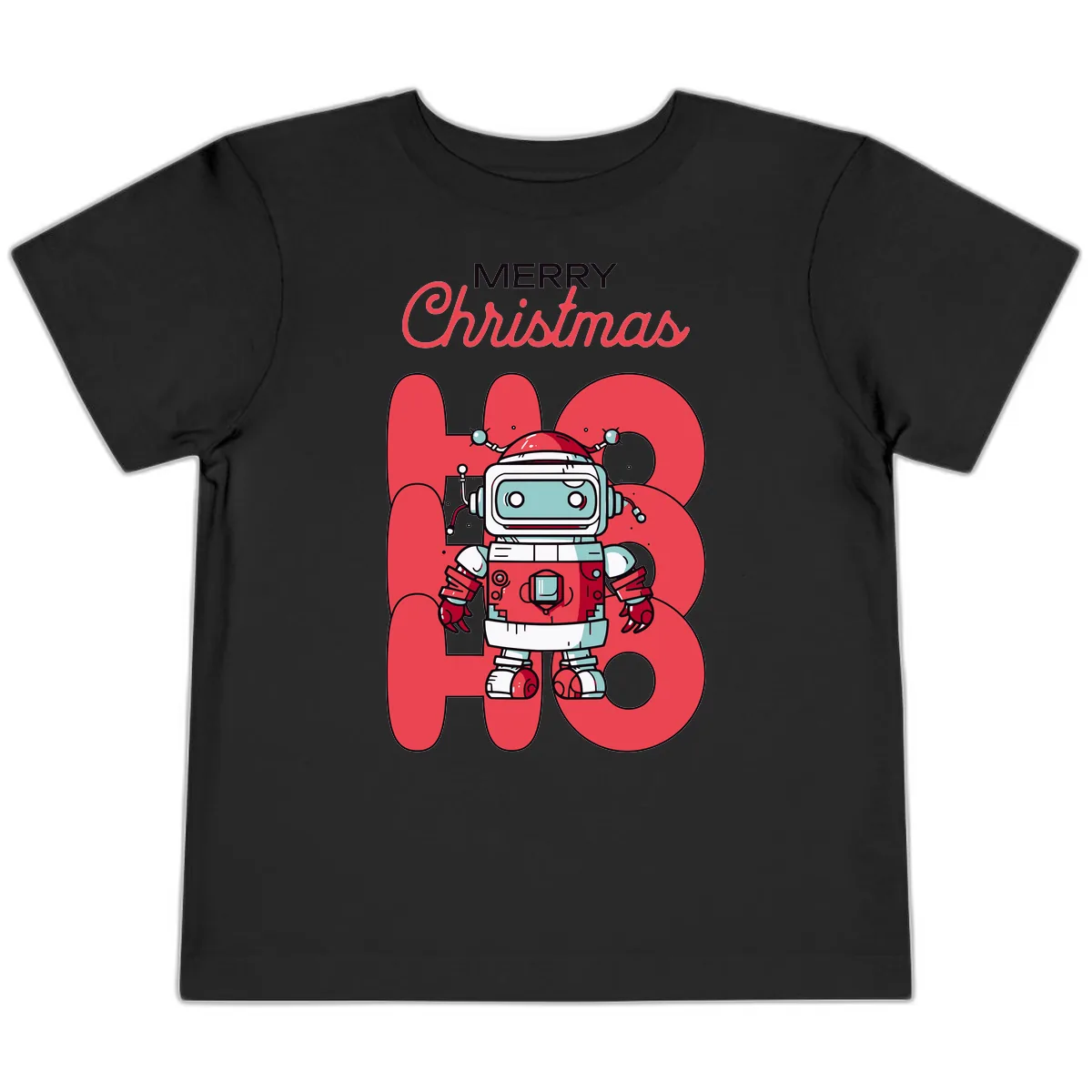 Robot Ho Ho Ho Christmas Toddler T-Shirt in Black