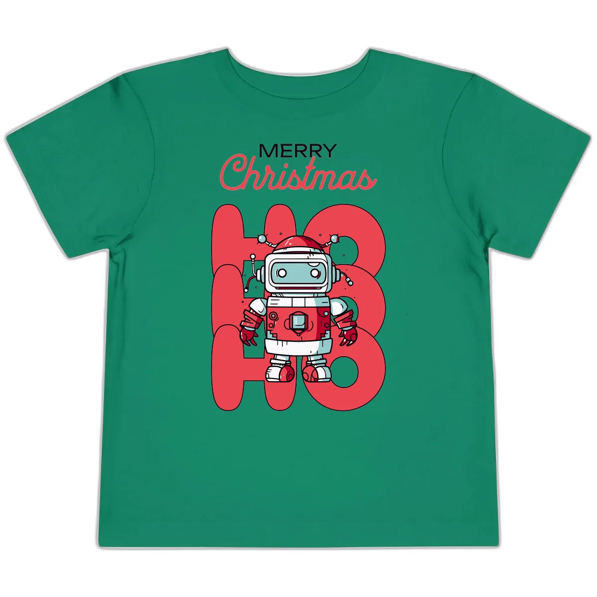 Robot Ho Ho Ho Christmas Toddler T-Shirt in Kelly