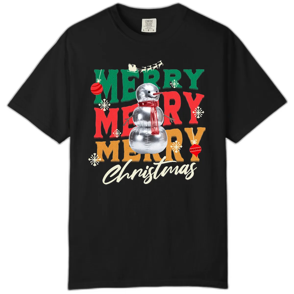 Merry Merry Snowman Christmas Design Comfort Color in Black